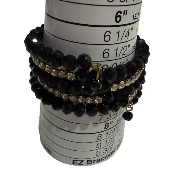 Chunky Memory Wire Bead and Rhinestone Bracelet - Picture 7 of 8
